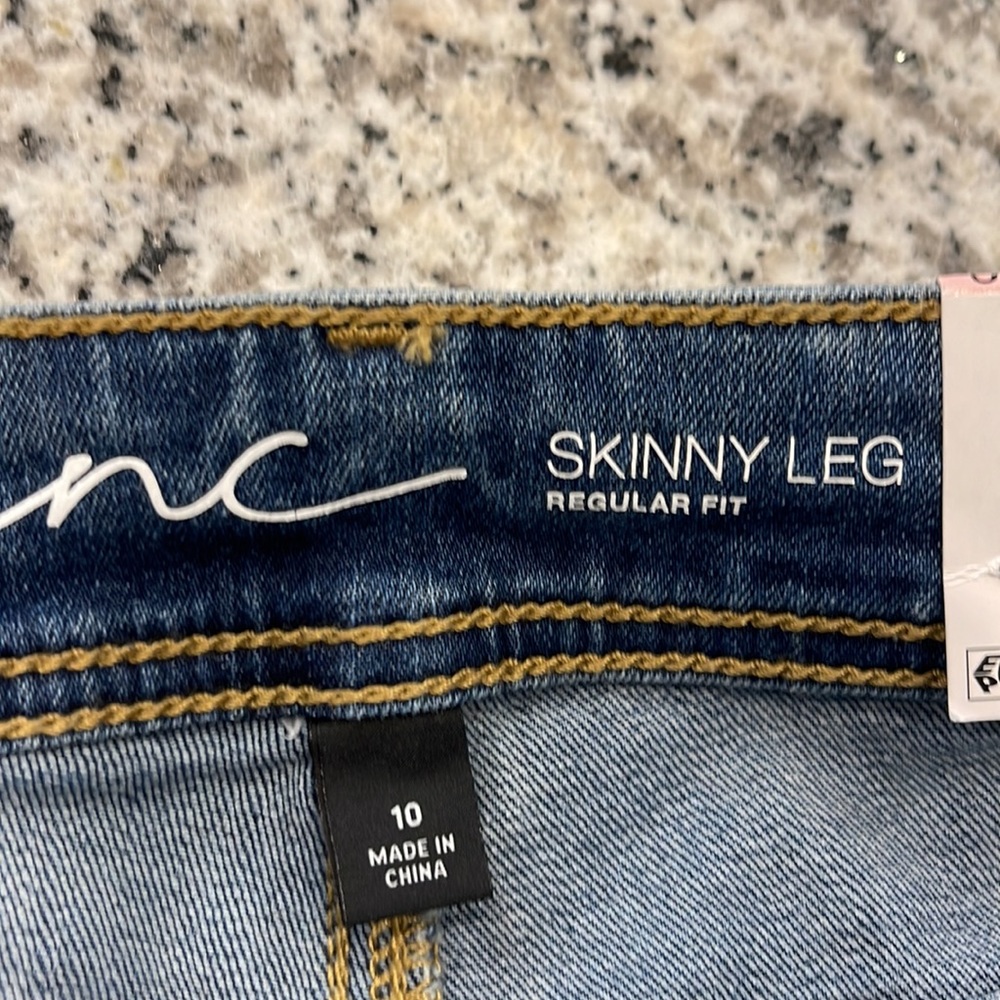 INC International Concepts Jeans Fringe Hem Skinny Embroidered Size 10 NWT - Picture 4 of 5